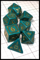 Dice : Dice - Dice Sets - Q Workshop Chaosium Damage Location Teal and Gold - Dark Ages